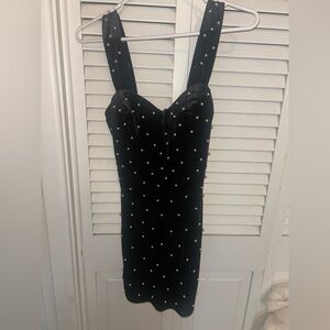 Elegant Black Dress with Pearl Accents